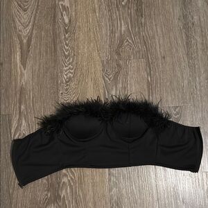 Black Feather Trim Bustier